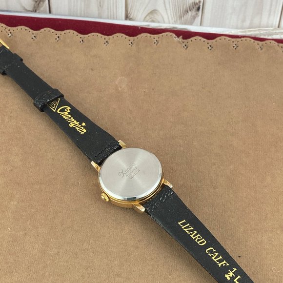 Vintage Xanadu Moon Phase Gold Tone Watch Black Lizard  8 inch Strap - Picture 6 of 8